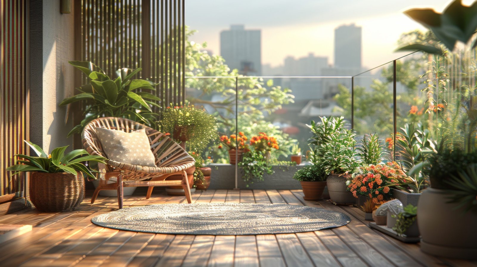A chair placed on a wooden floor next to a lush green wall.